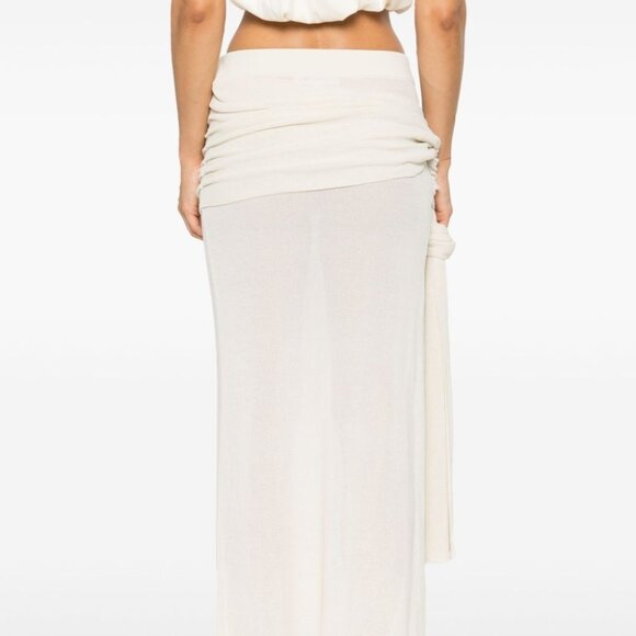 Aya Muse Orcus Skirt in White draped knit beach swim bikini coverup resort - Picture 11 of 13